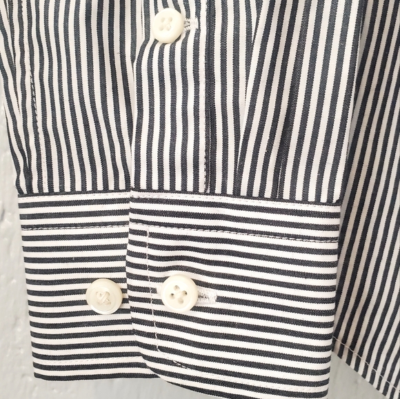 Lauren Ralph Lauren Woman’s Blouse Button Up Size 16 Striped White/blue Logo - Picture 5 of 13